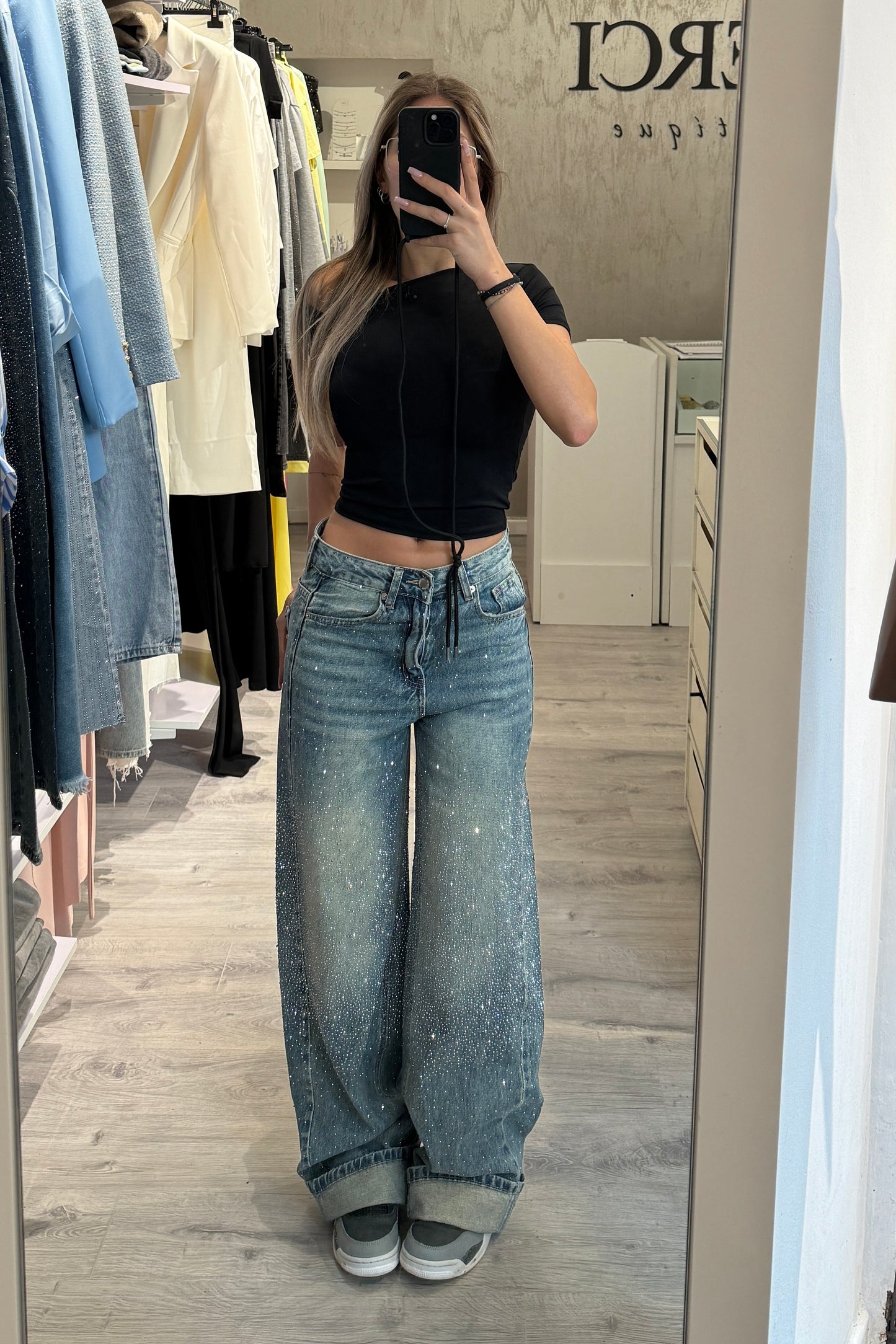 Jeans Swarovski blu