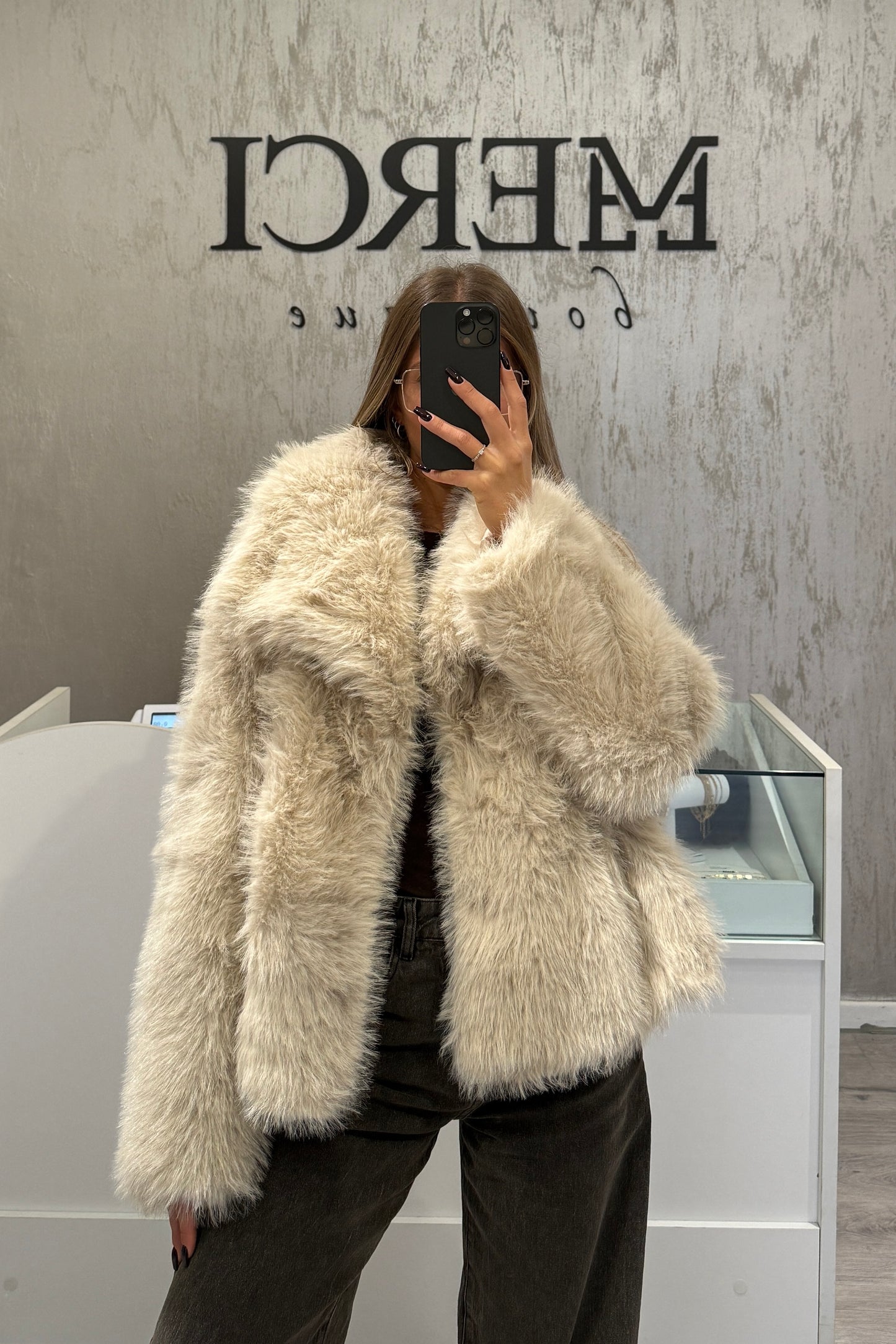 Ecopelliccia beige