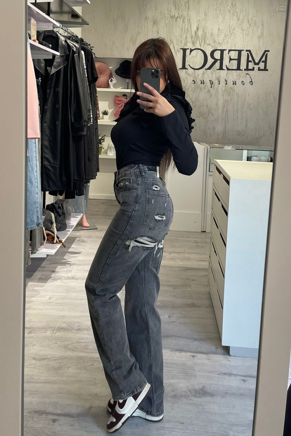 Jeans Strappo grigio