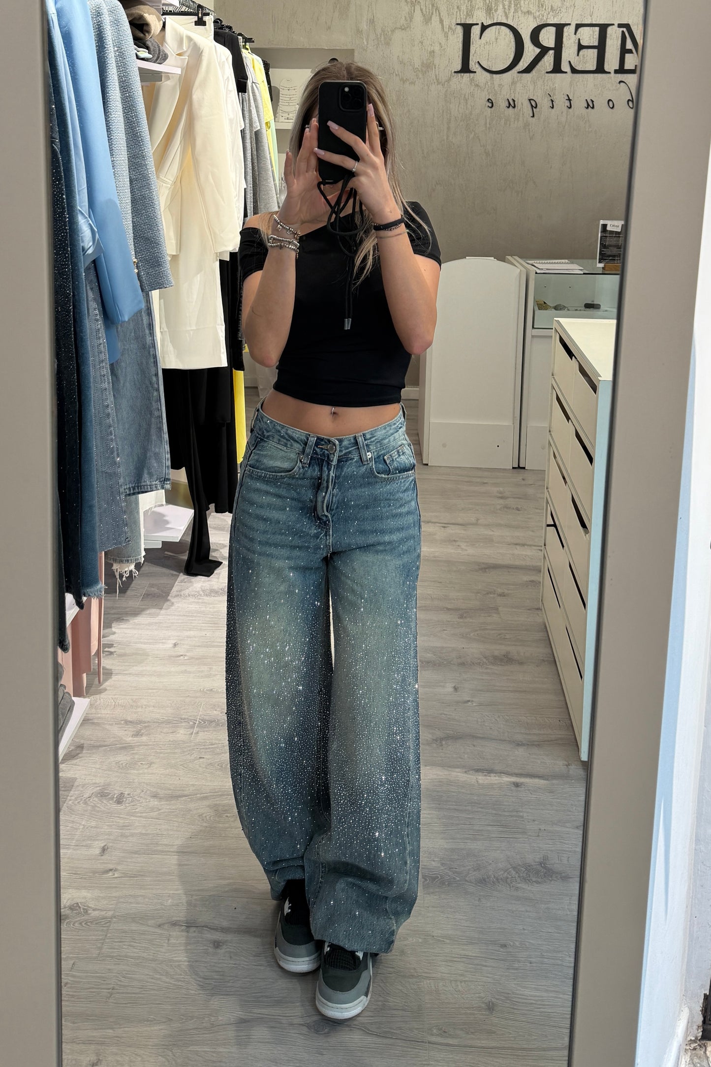 Jeans Swarovski blu