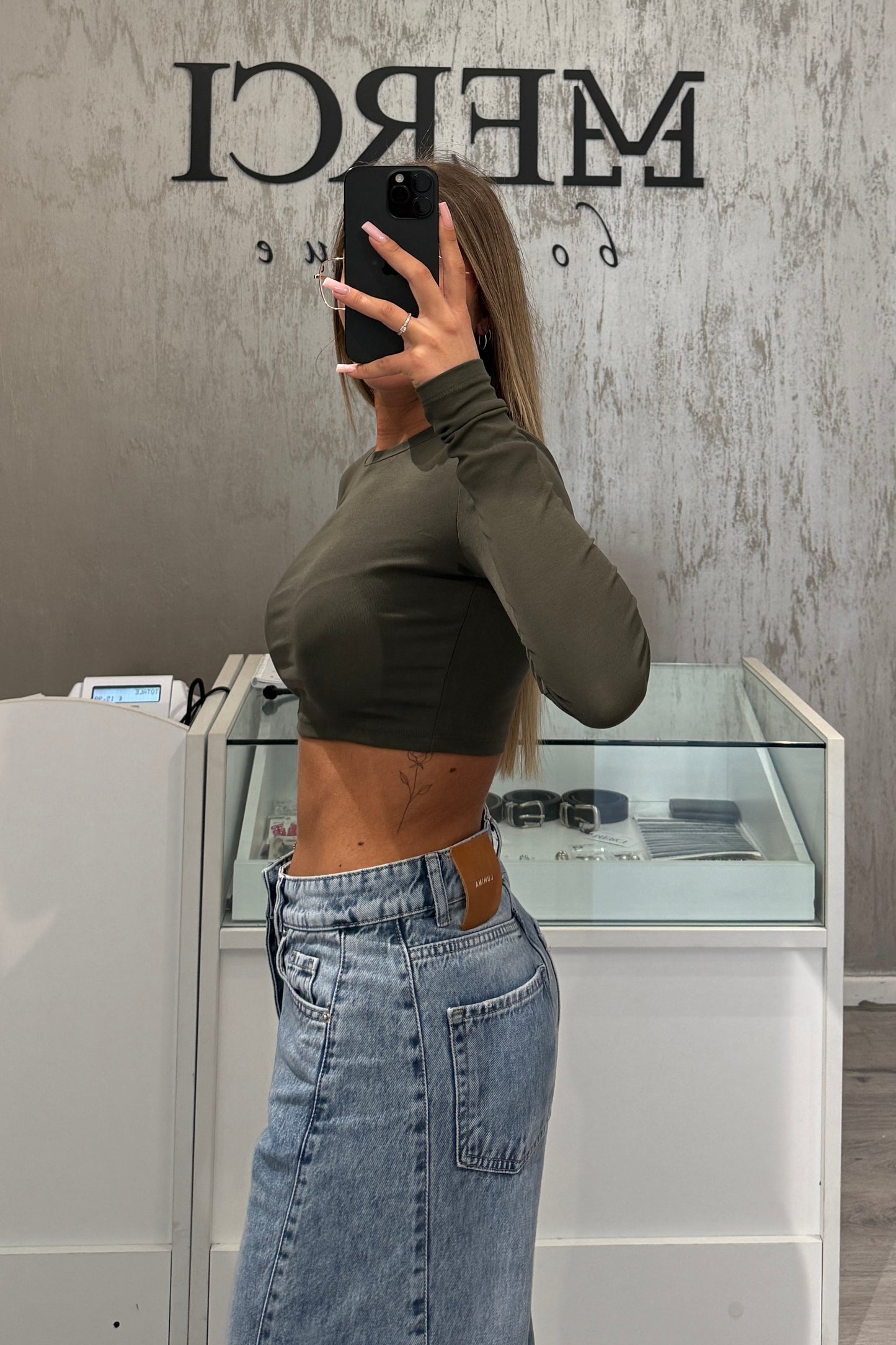 Maglia LUMINA crop verde