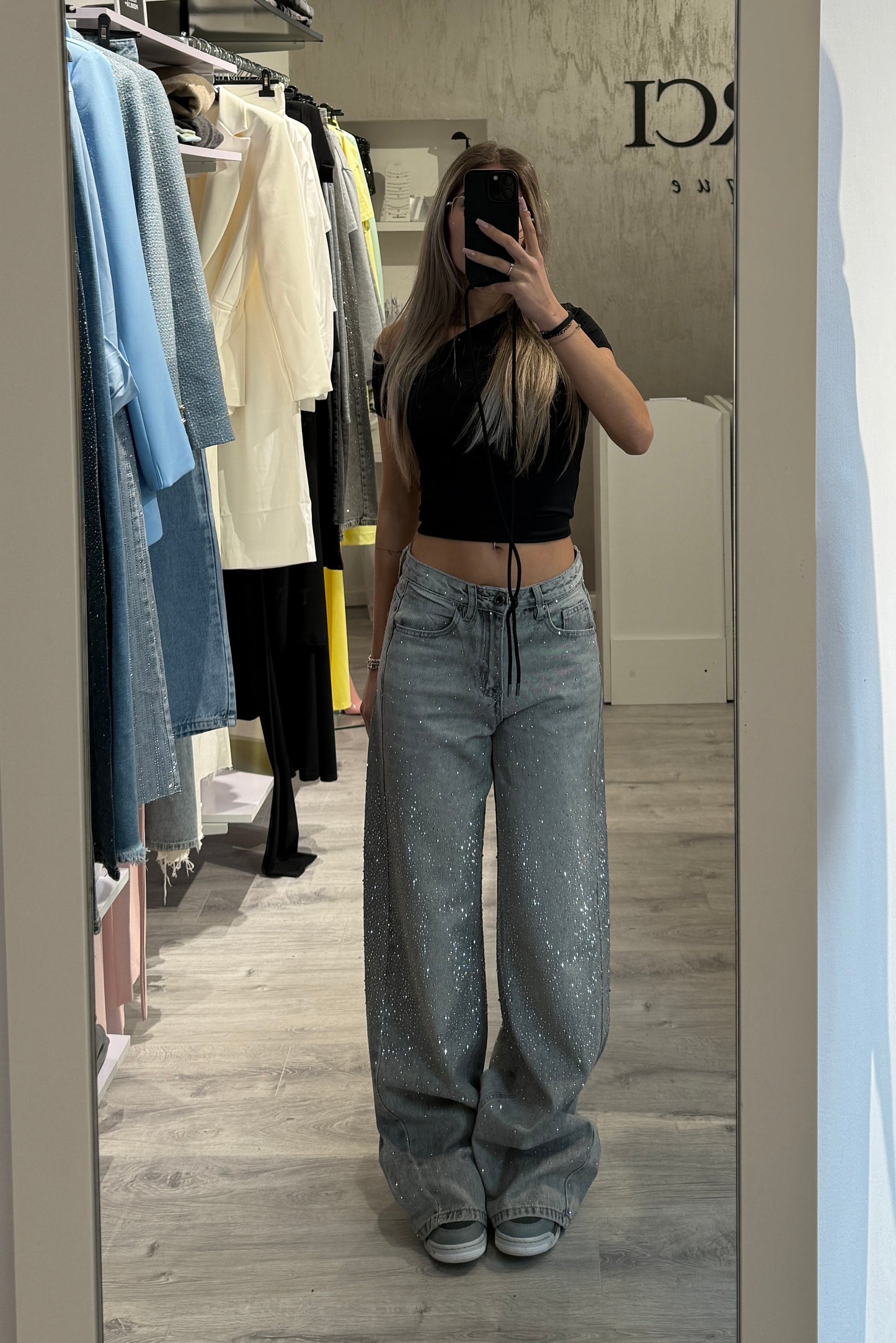Jeans Swarovski grigio