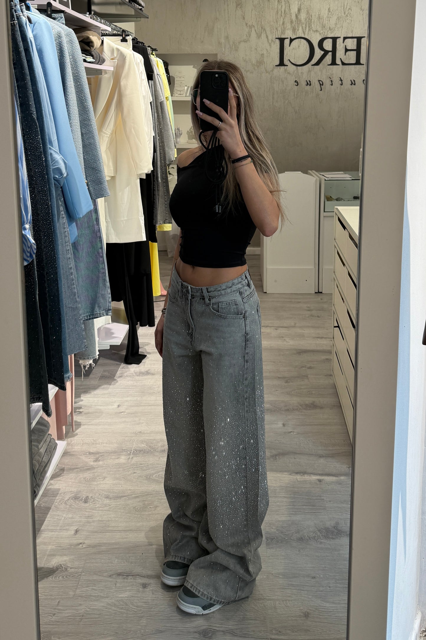 Jeans Swarovski grigio