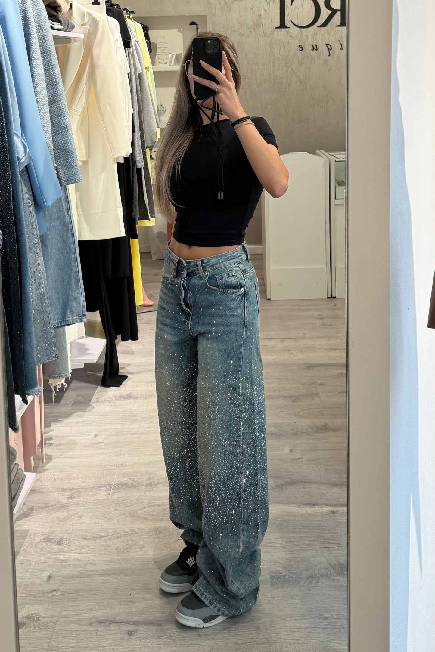 Jeans Swarovski blu