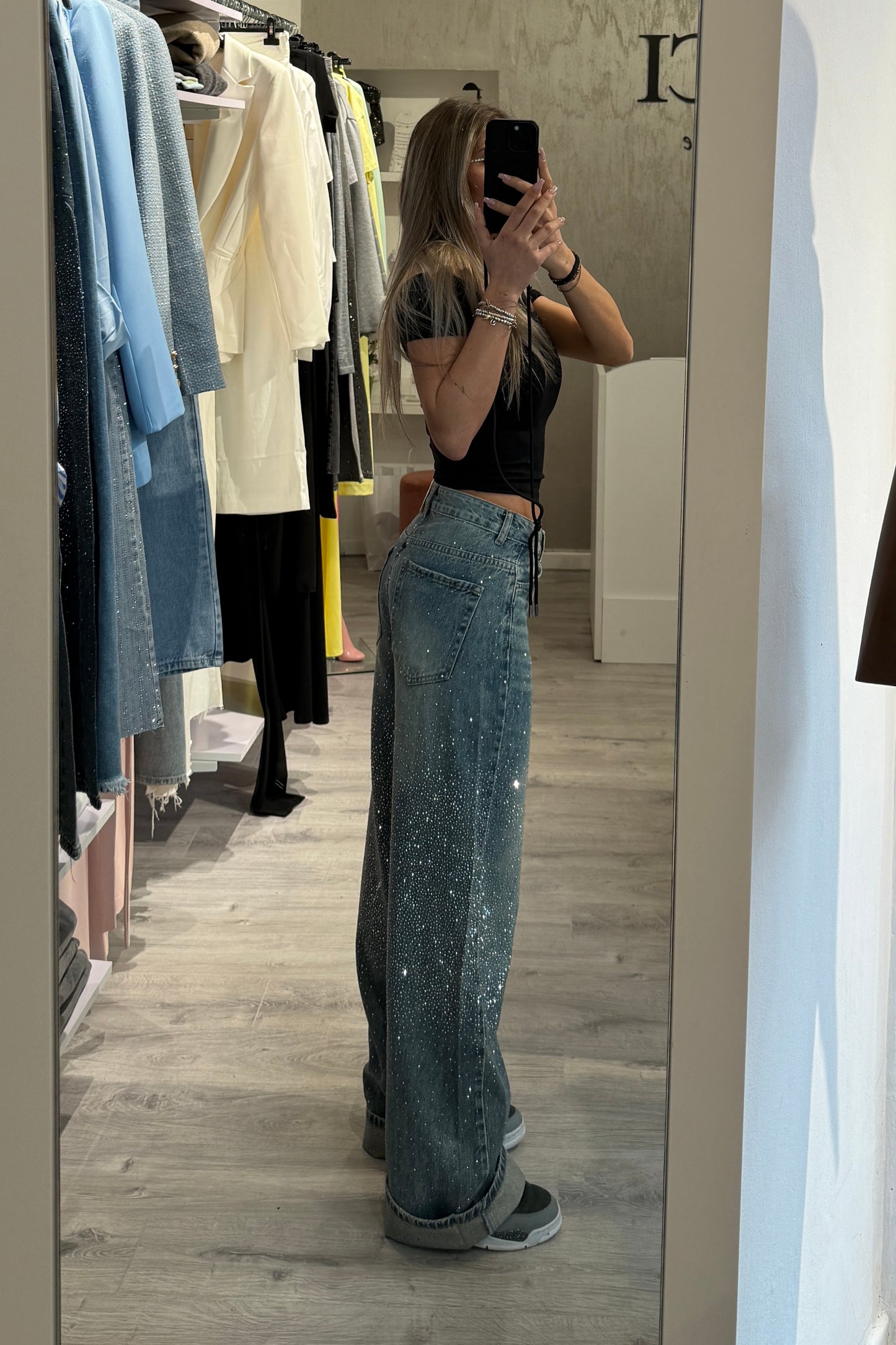 Jeans Swarovski blu