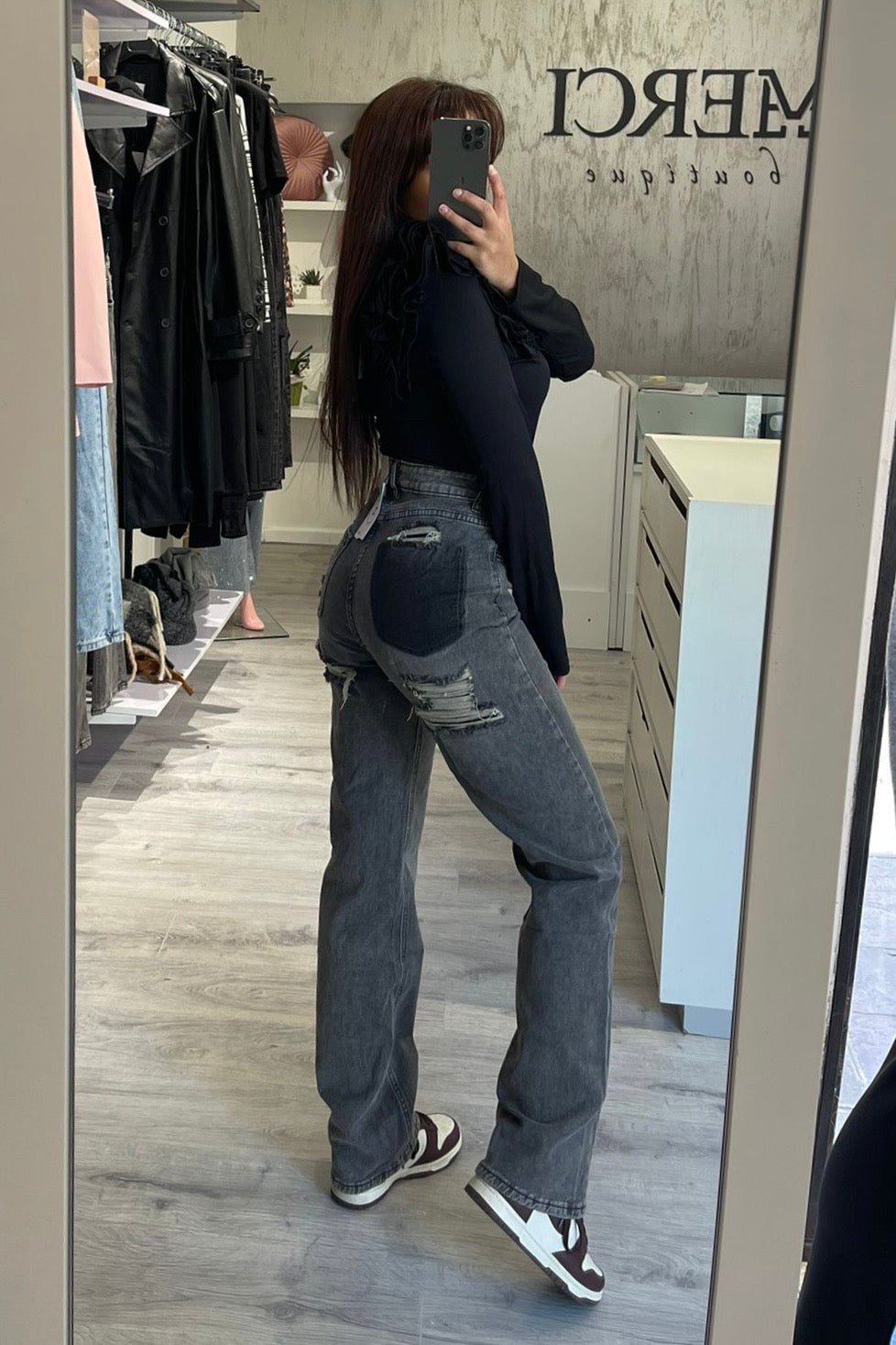 Jeans Strappo grigio