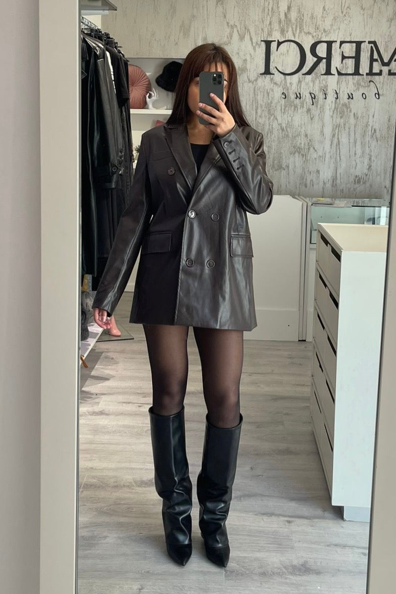 Blazer ecopelle marrone
