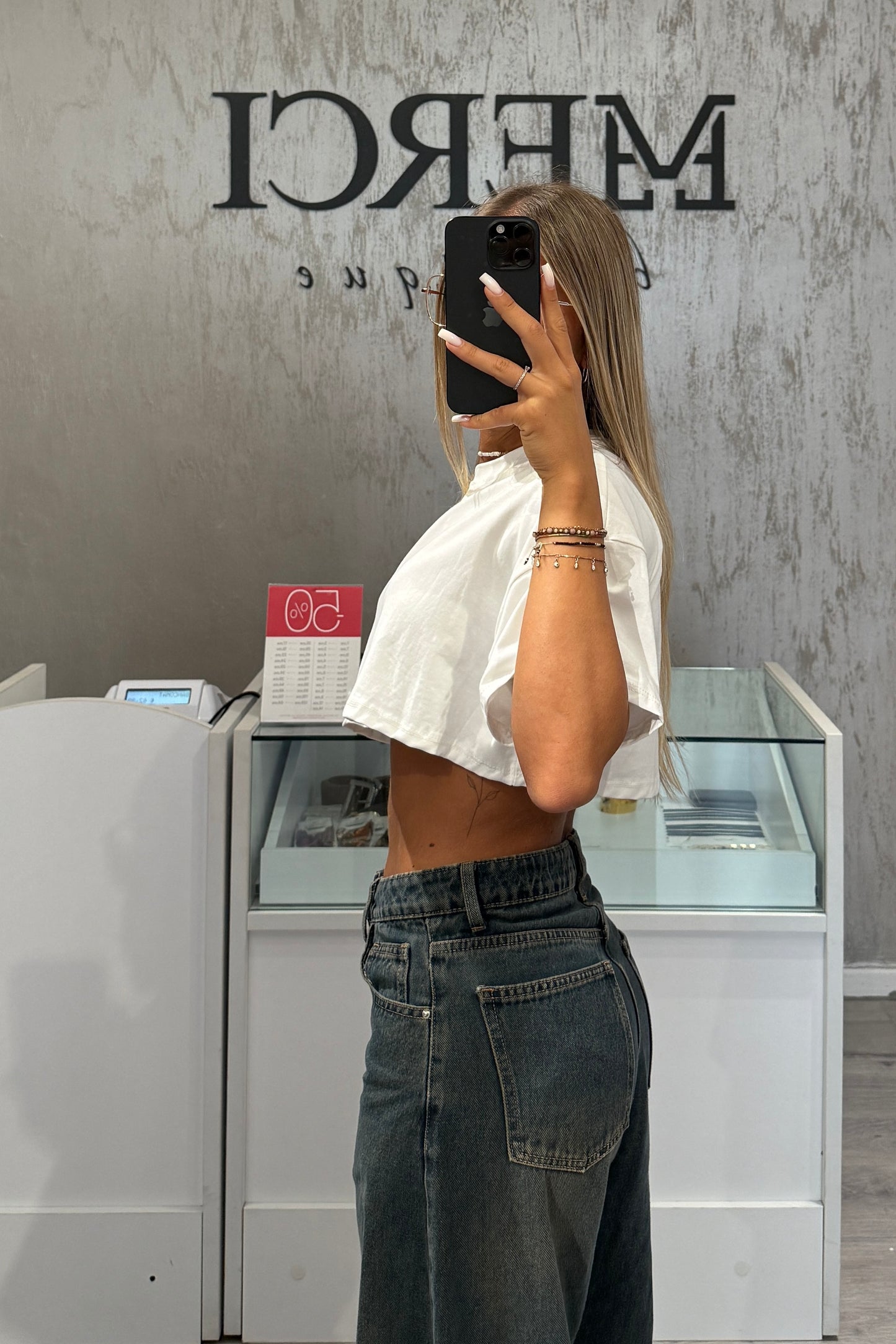 T-shirt Crop bianca
