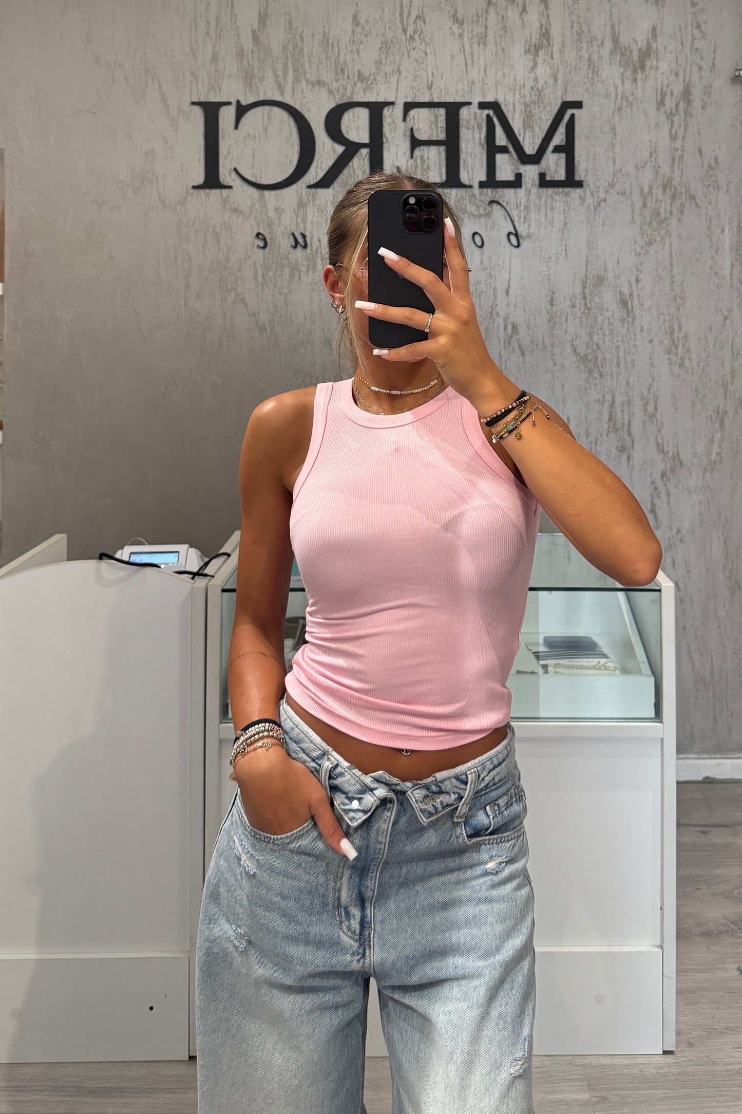 Canotta Costine rosa