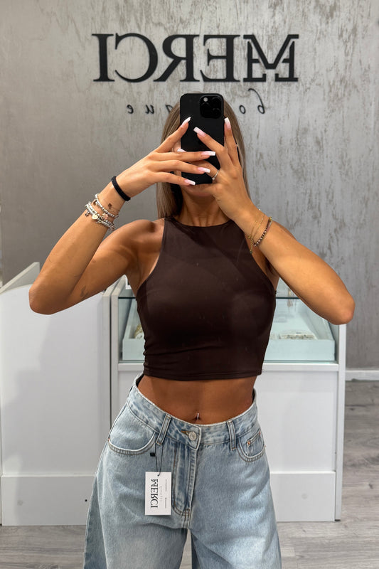 Top Lycra marrone