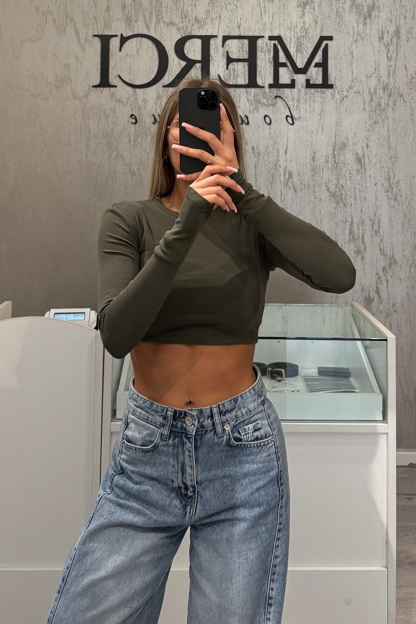 Maglia LUMINA crop verde