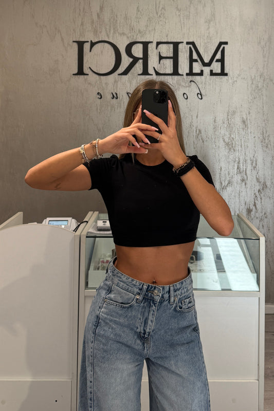 T-shirt LUMINA crop nera