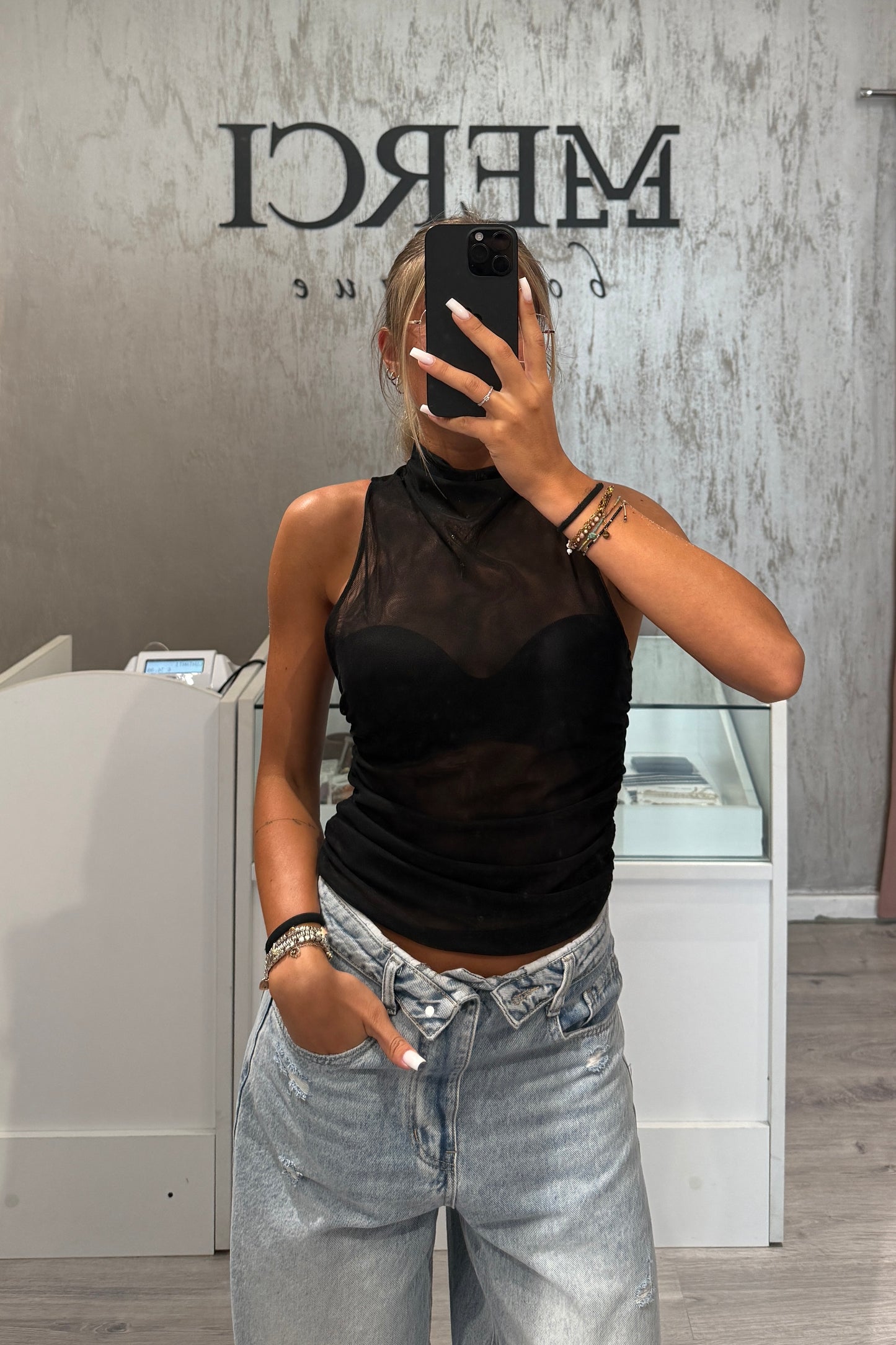 Top Tulle nero