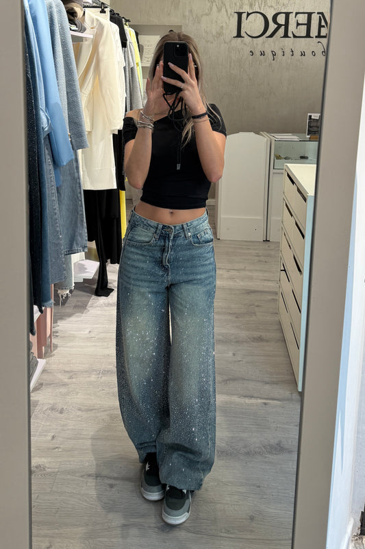 Jeans Swarovski blu