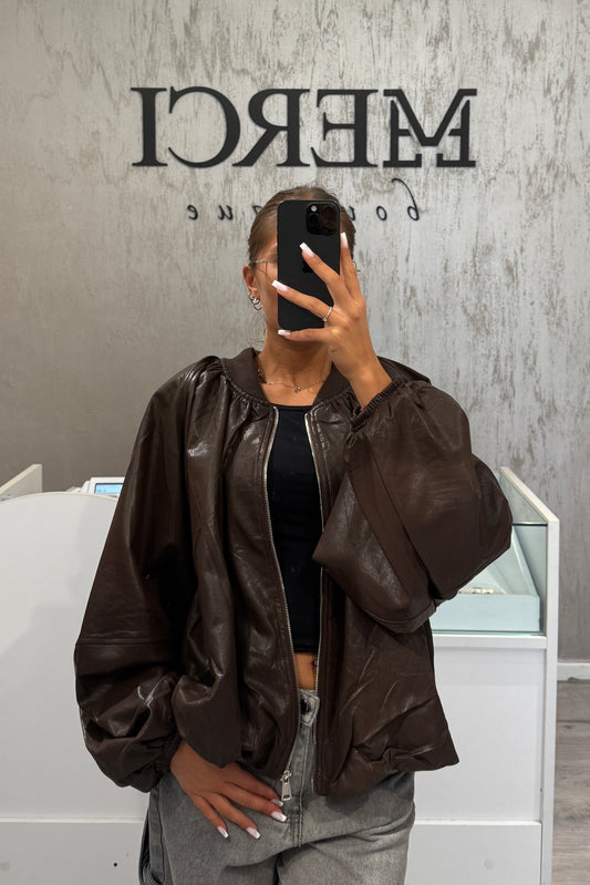 Bomber Ecopelle marrone