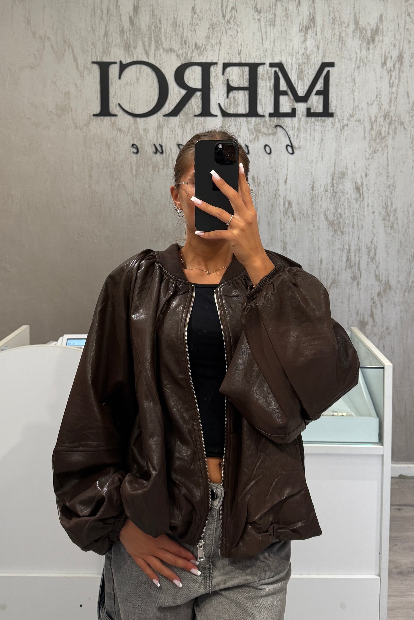 Bomber Ecopelle marrone