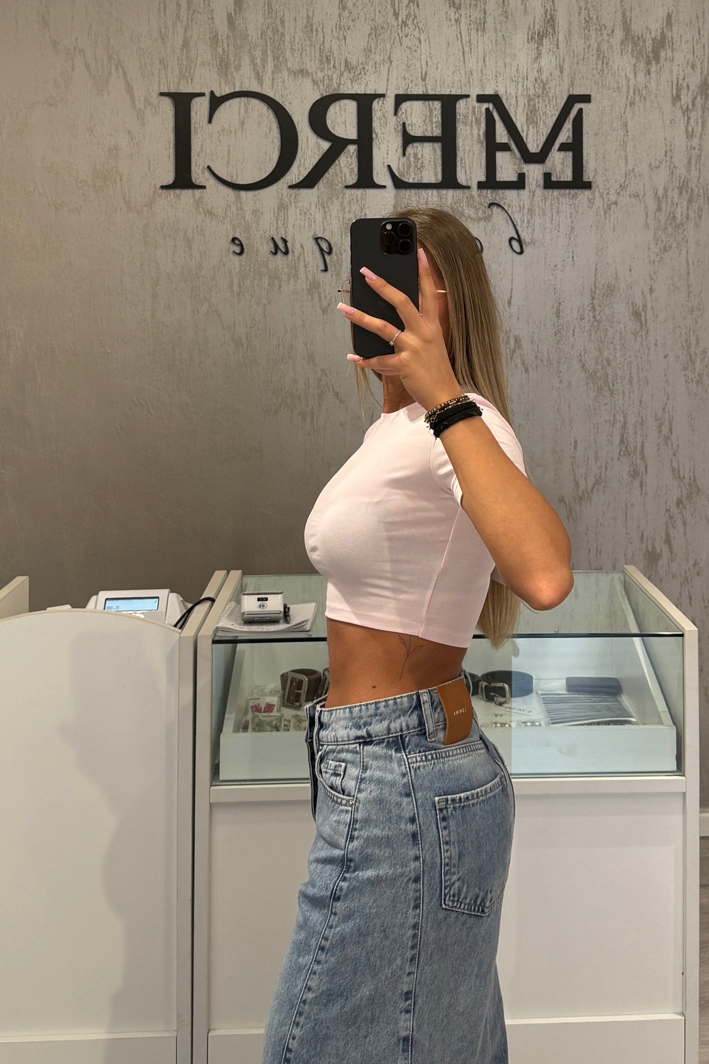 T-shirt LUMINA crop rosa