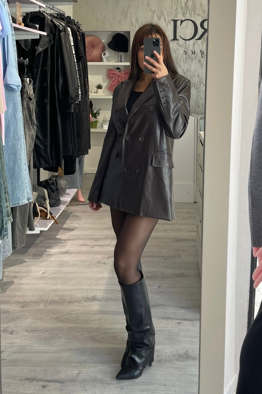Blazer ecopelle marrone