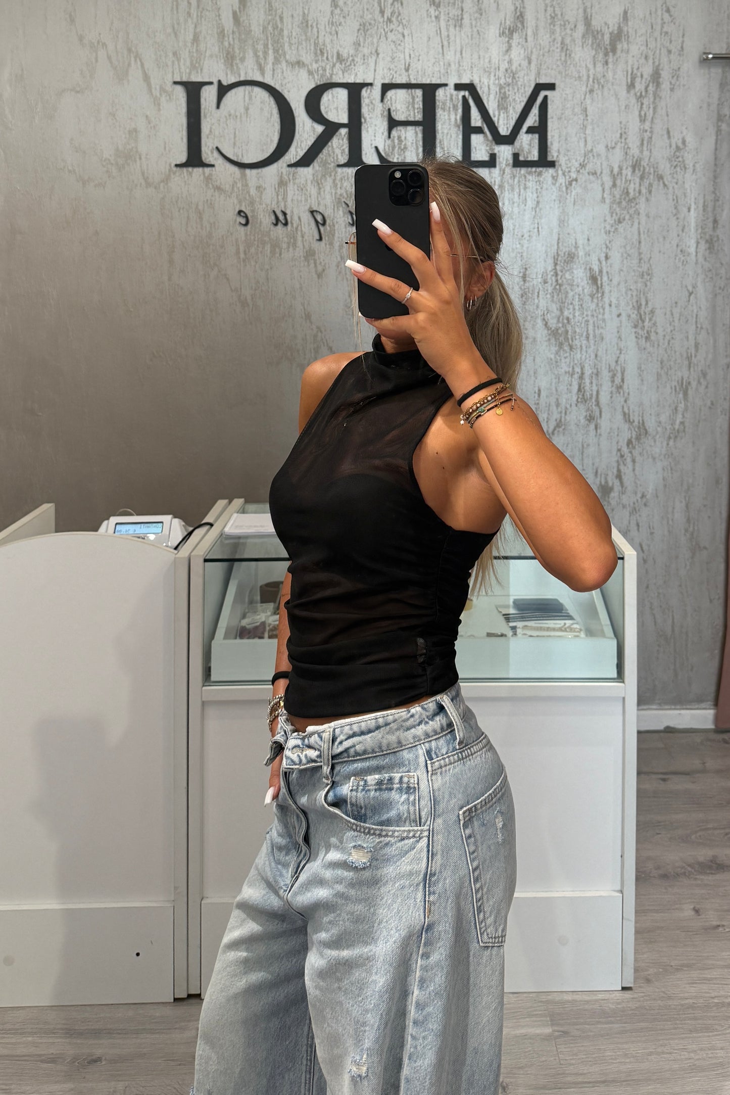 Top Tulle nero