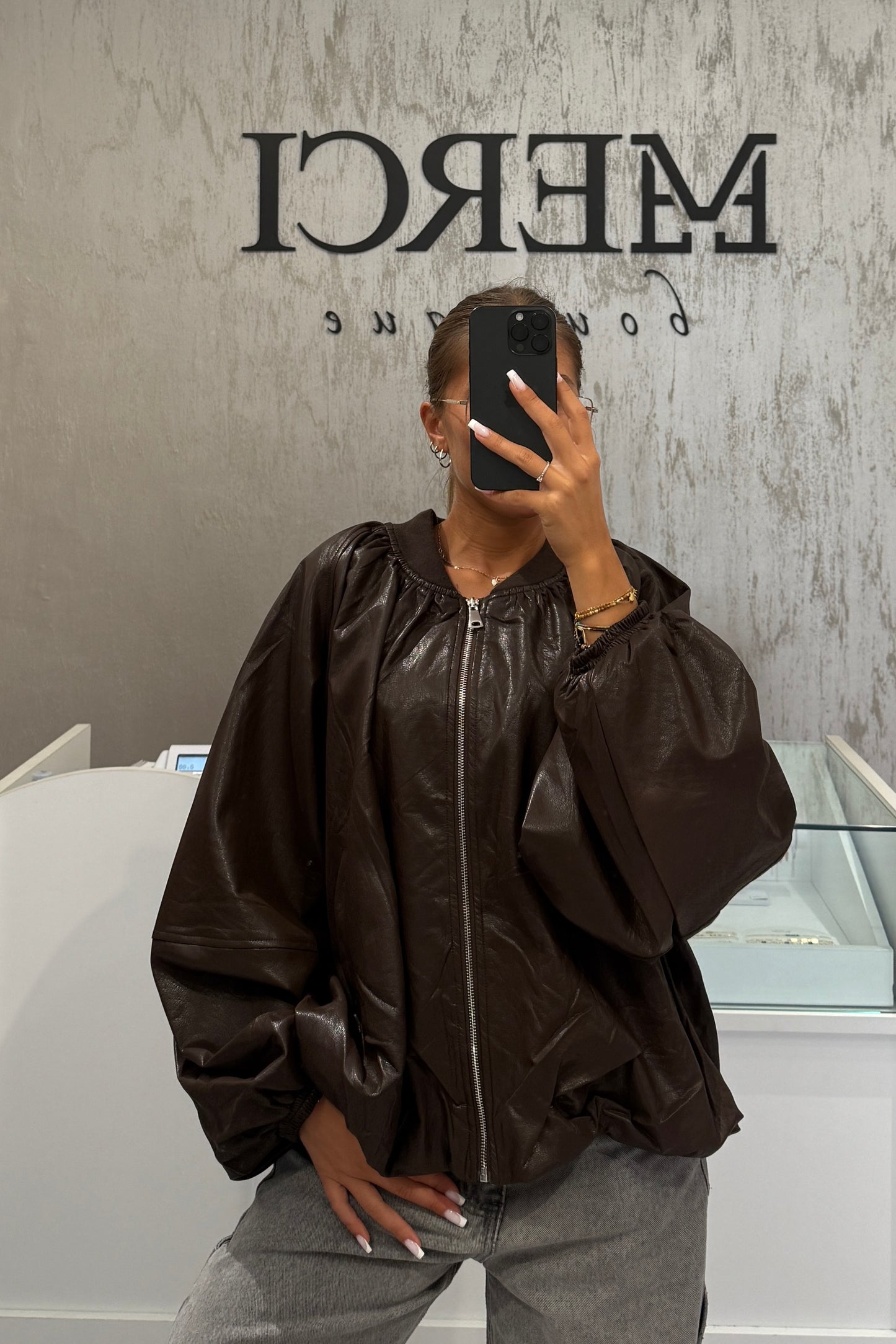 Bomber Ecopelle marrone