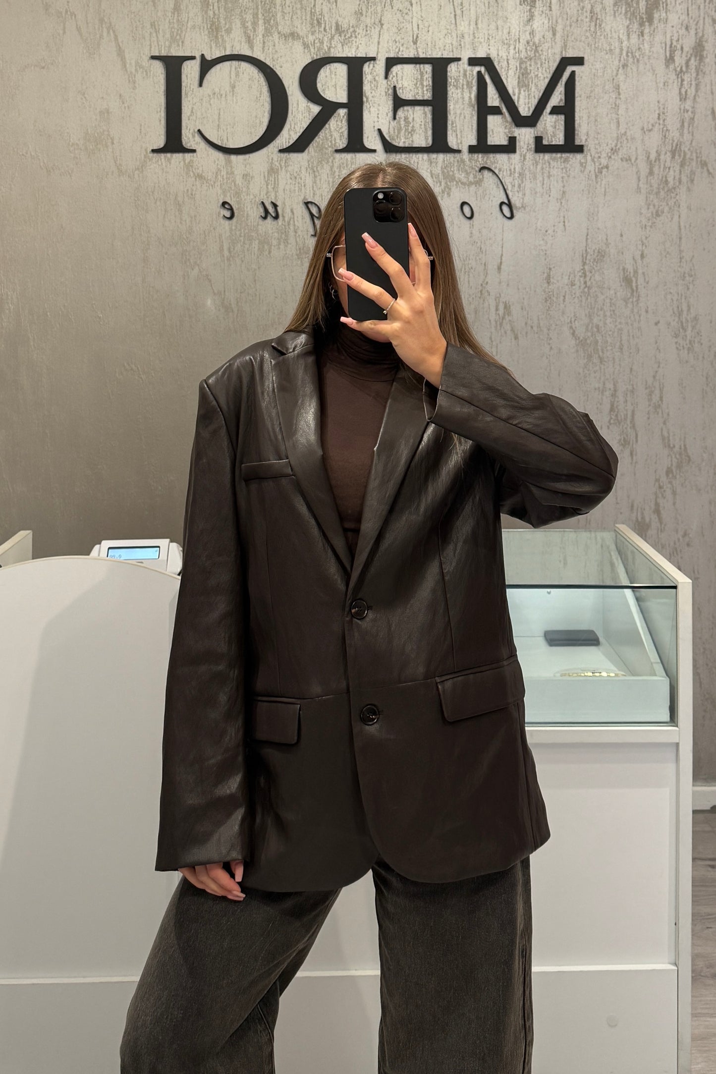 Blazer ecopelle LUMINA marrone