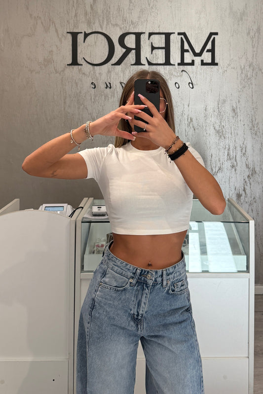 T-shirt LUMINA crop bianca