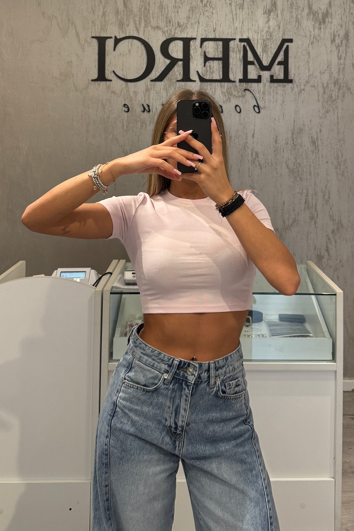 T-shirt LUMINA crop rosa