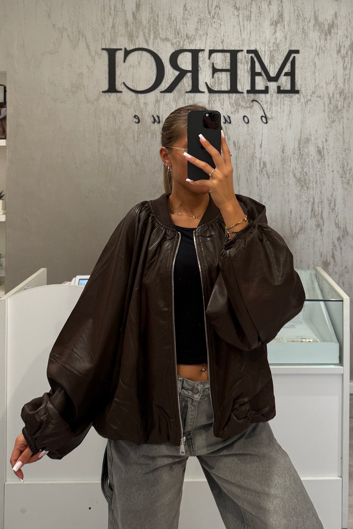 Bomber Ecopelle marrone