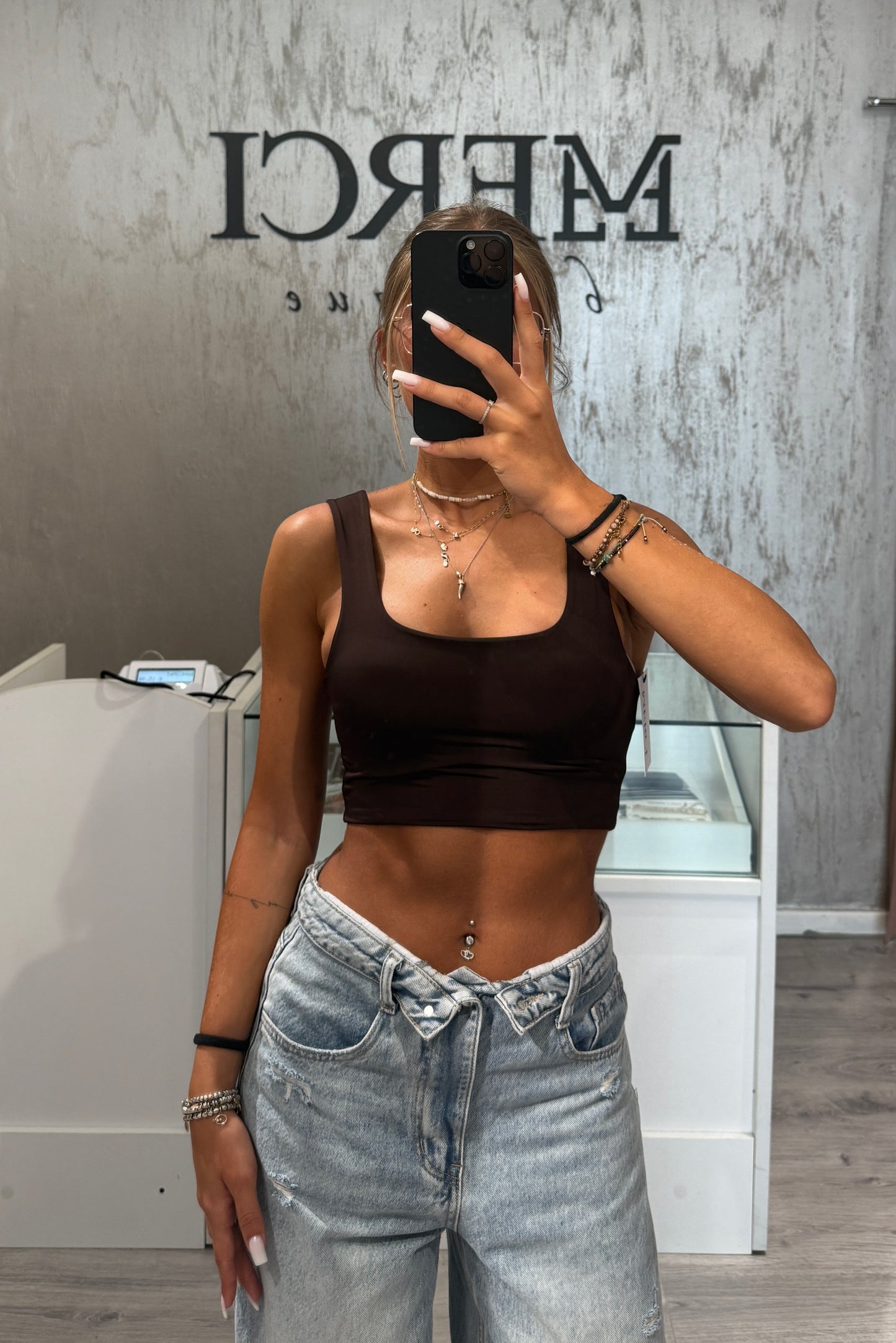 Top Lycra marrone