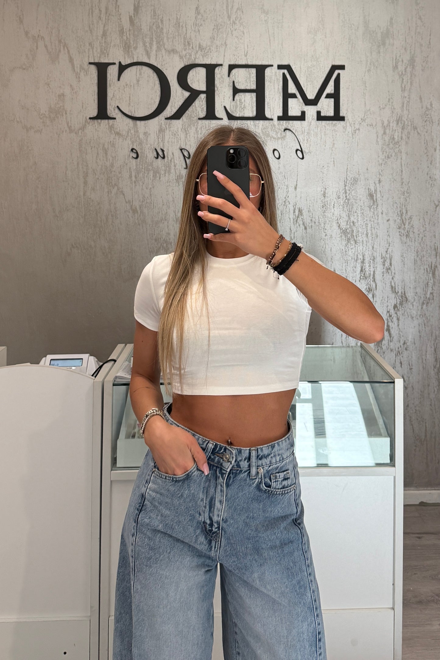 T-shirt LUMINA crop bianca