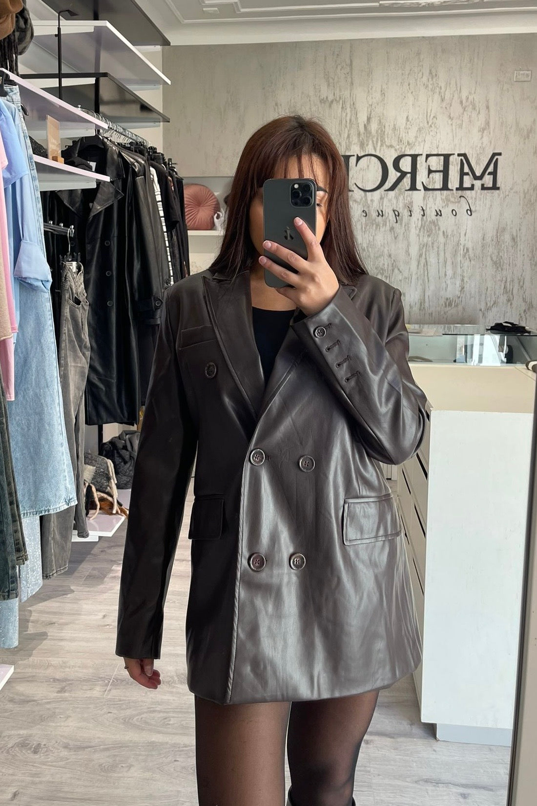 Blazer ecopelle marrone