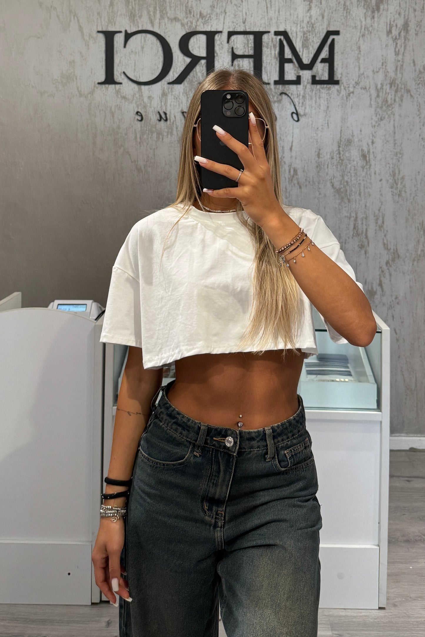 T-shirt Crop bianca