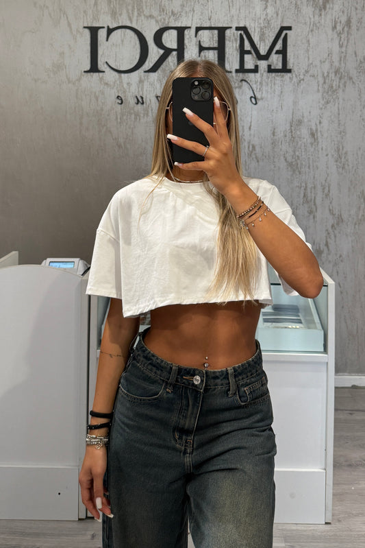 T-shirt Crop bianca