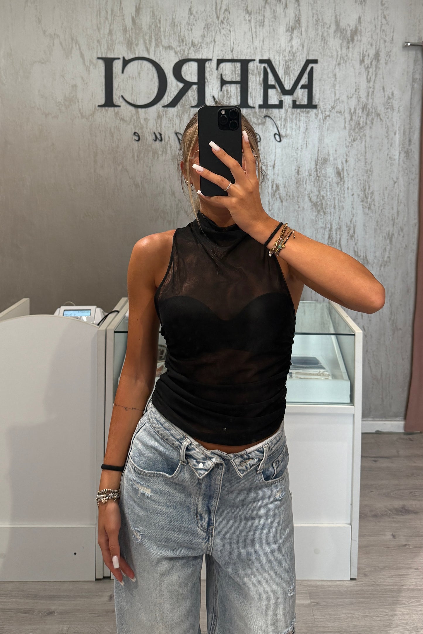 Top Tulle nero