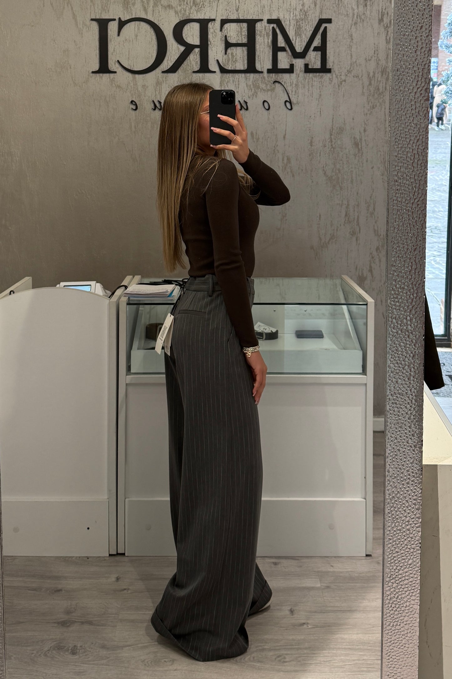 Pantalone LUMINA gessato grigio