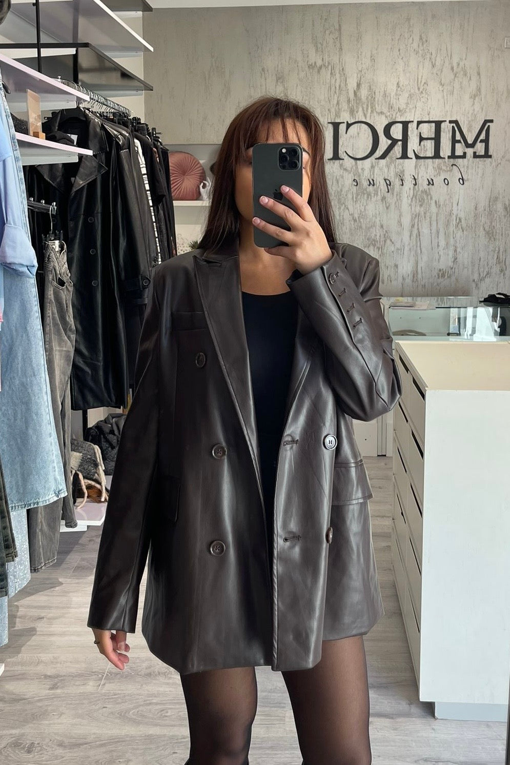 Blazer ecopelle marrone