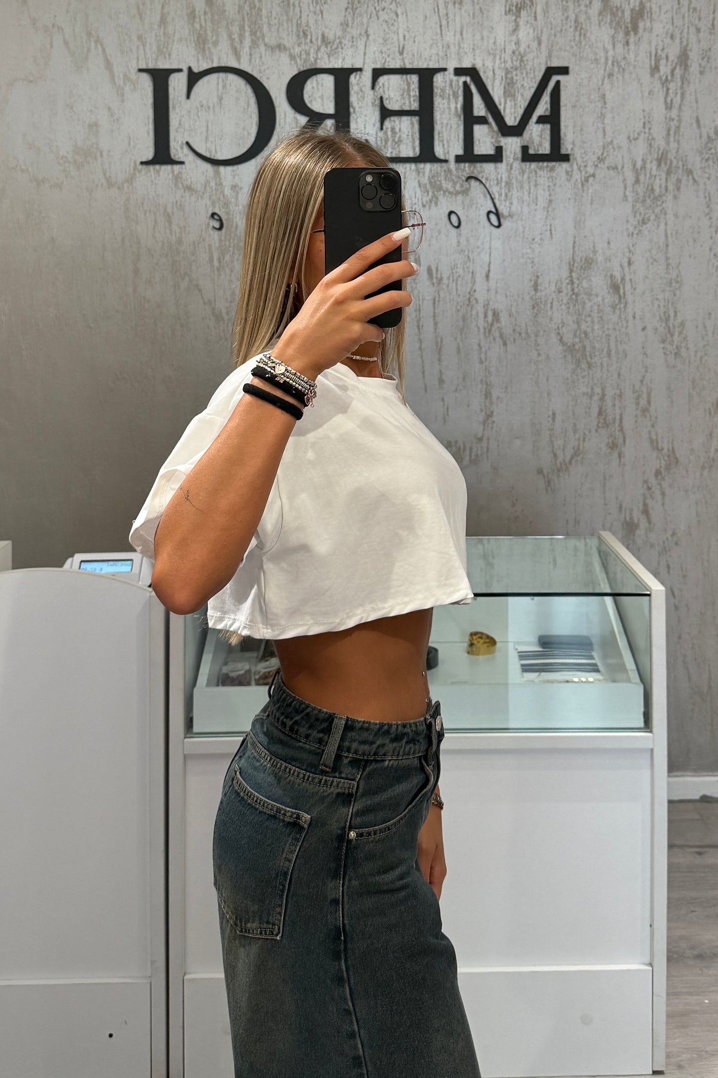 T-shirt Crop bianca