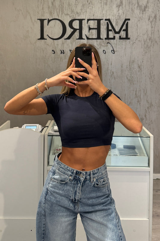 T-shirt LUMINA crop blu