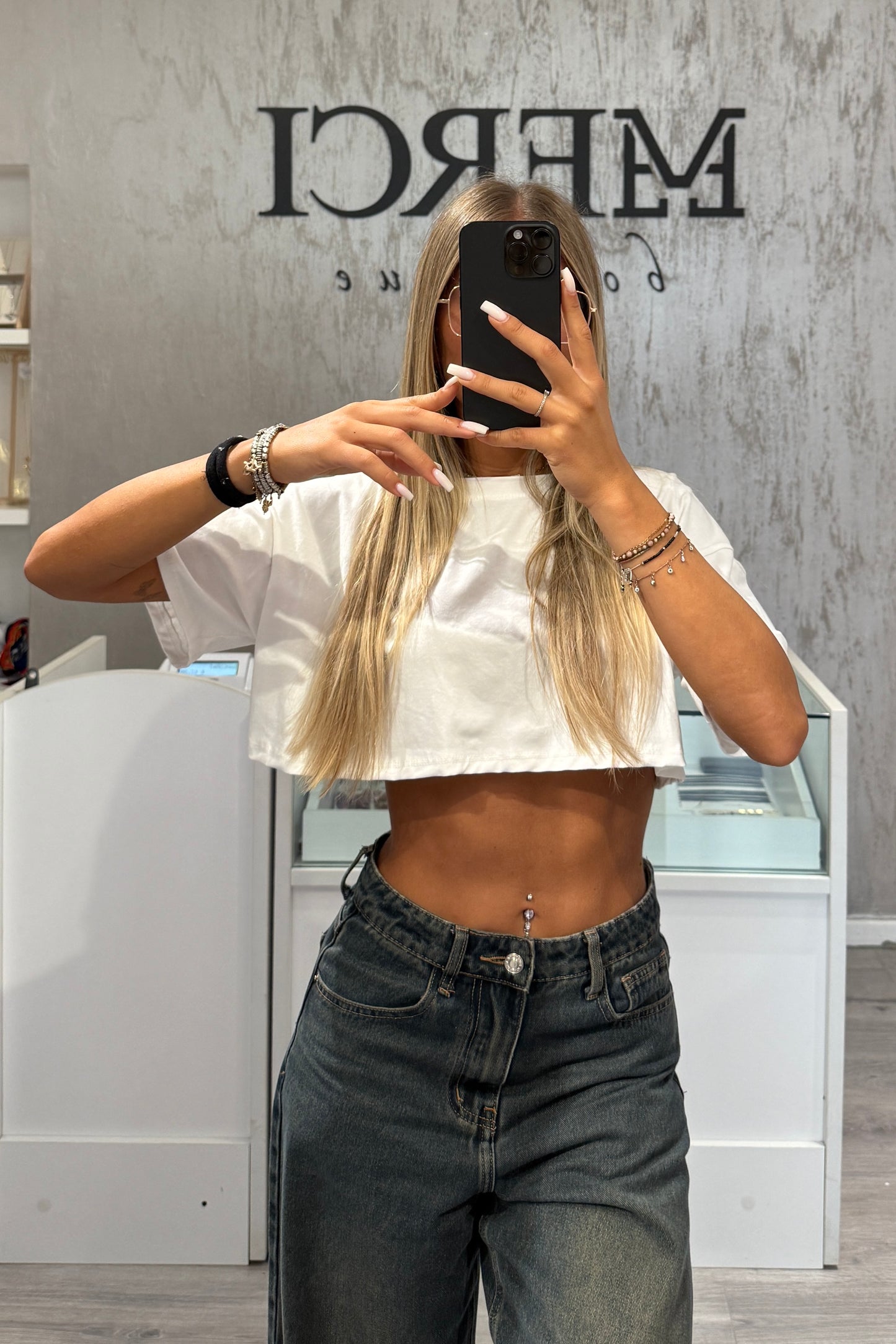 T-shirt Crop bianca