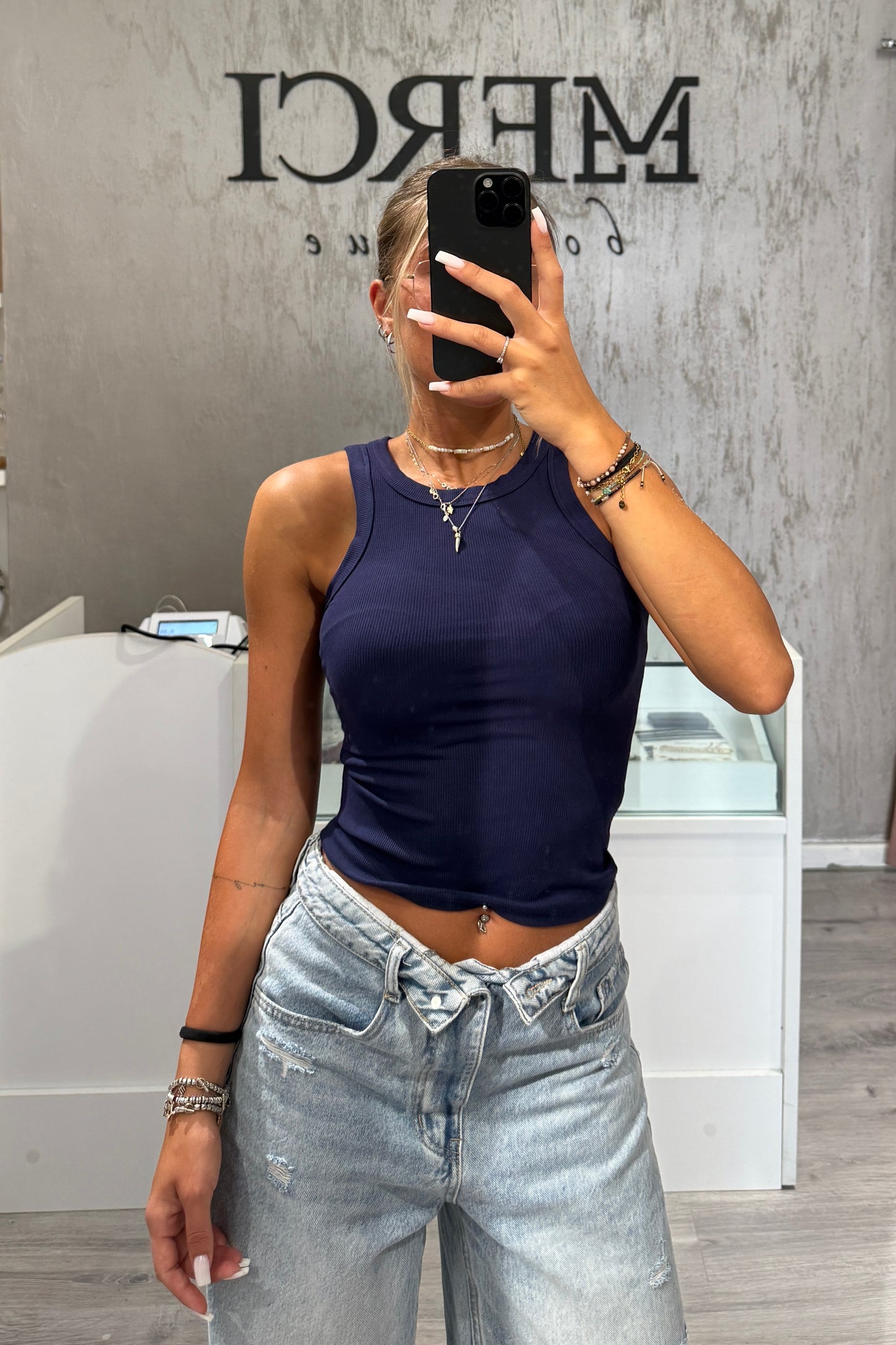 Canotta Costine blu