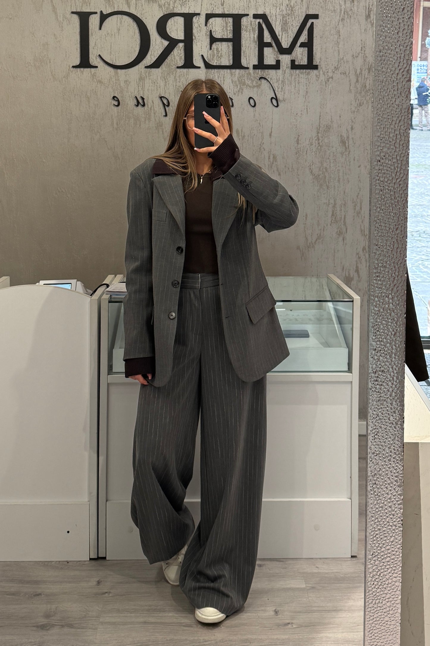 Pantalone LUMINA gessato grigio