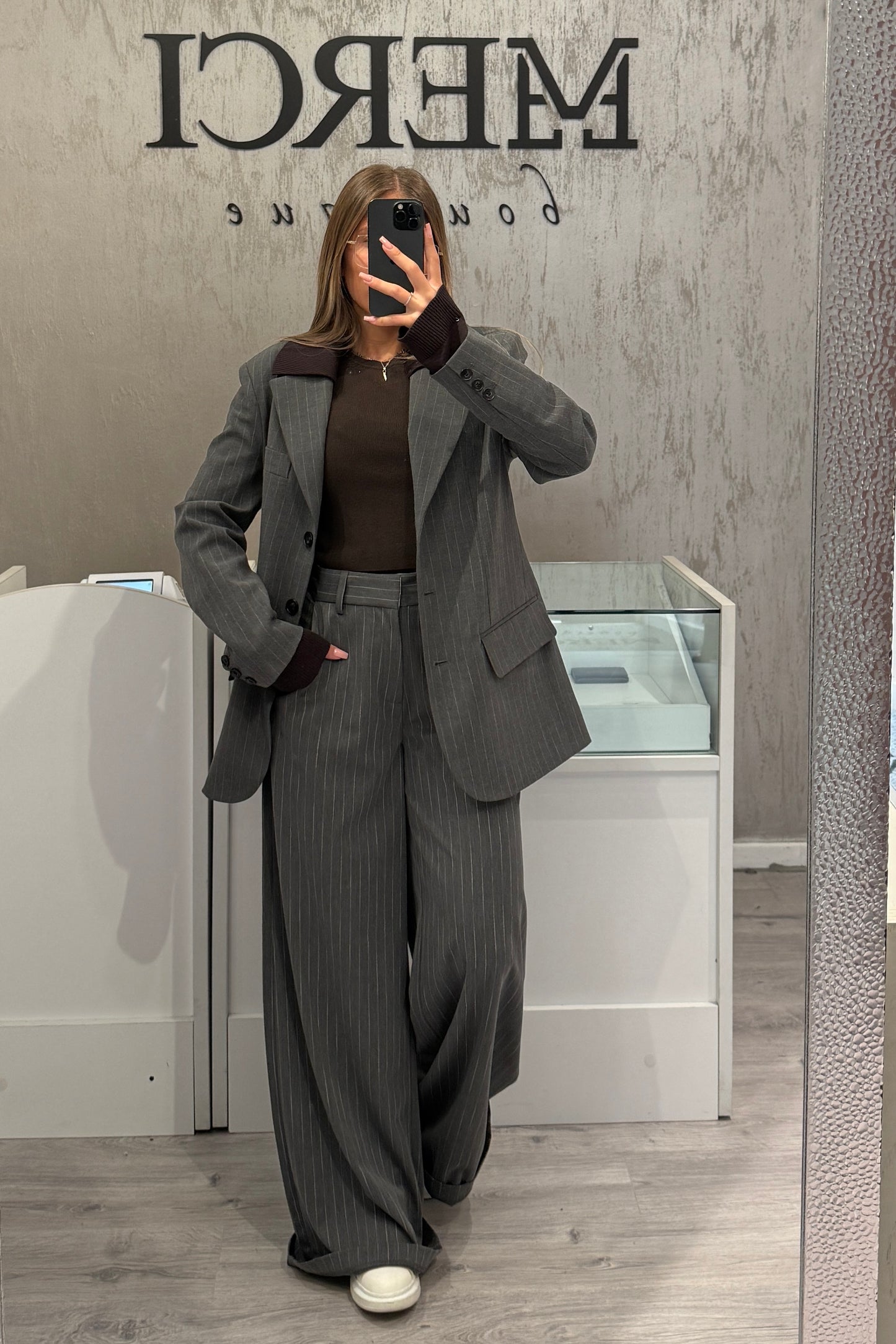Pantalone LUMINA gessato grigio